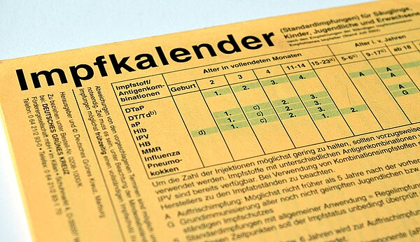 Nahaufnahme des Impfkalenders