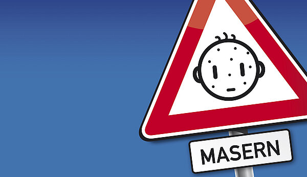 Dreieckiges Verkehrsschild warnt vor Masern
