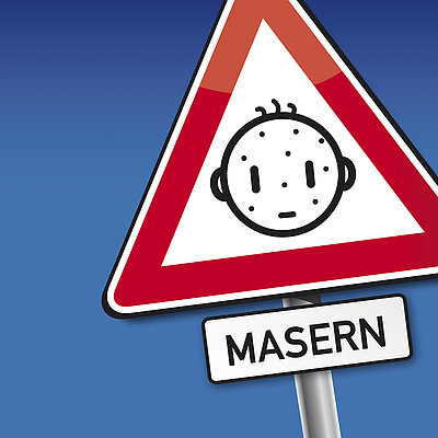 Dreieckiges Verkehrsschild warnt vor Masern